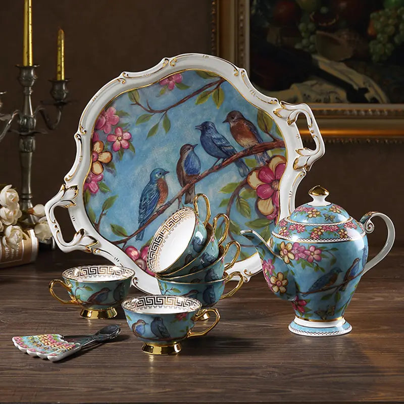 Exquisite Ceramic Blue Coffee Set