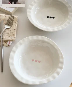 Korean INS Style Ceramic Straw Hat Soup Deep Plates