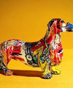 Alternative view of Dachshund Nordic Painted Statue