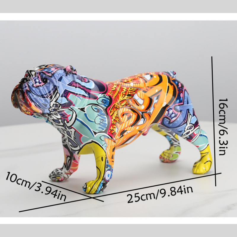 English Bulldog Graffiti Painted Statue - Image 7