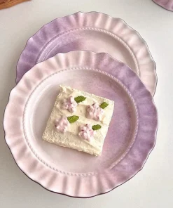 Vintage INS Wind Plate Gradient Purple Ceramic Tableware