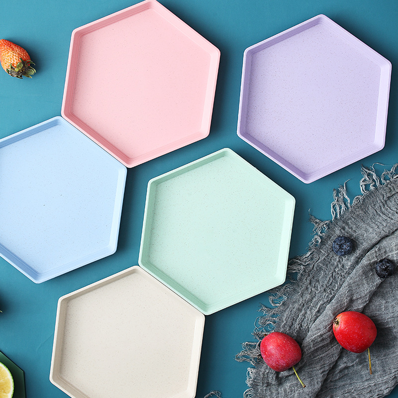 5PCS Wheat Straw Hexagonal Spit Bone Plates - Image 4