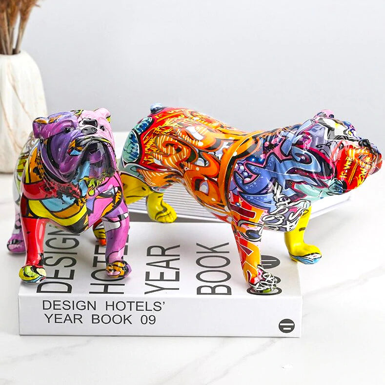English Bulldog Graffiti Painted Statue - Image 3