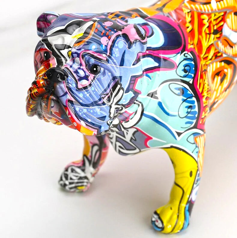 English Bulldog Graffiti Painted Statue - Image 6