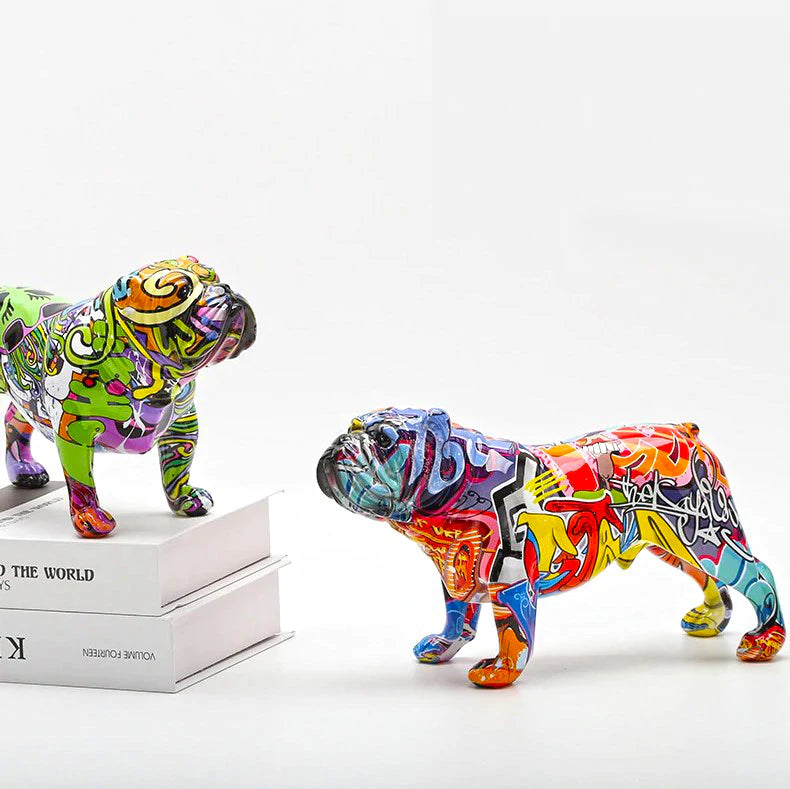 English Bulldog Graffiti Painted Statue - Image 4