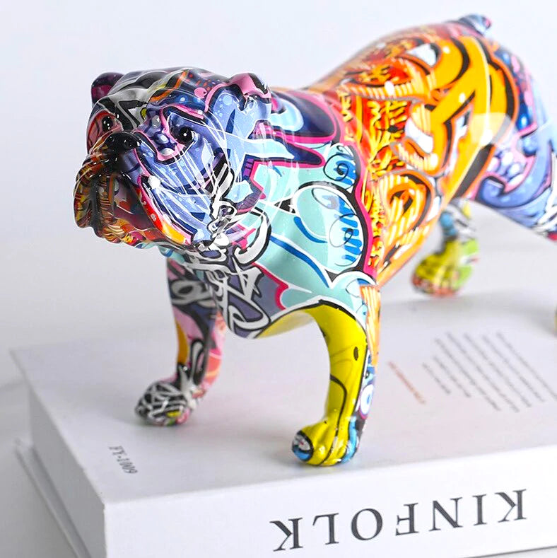 English Bulldog Graffiti Painted Statue - Image 5