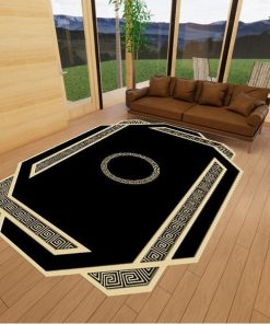 Golden Pattern Black Luxury Rug, Black And Gold Luxury Decor