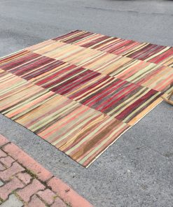 11X11 Boho Patchwork Kilim Rug , Retro Handmade Rug , 10'9" X 11'1" Oversize Turkish Rug R7095F66