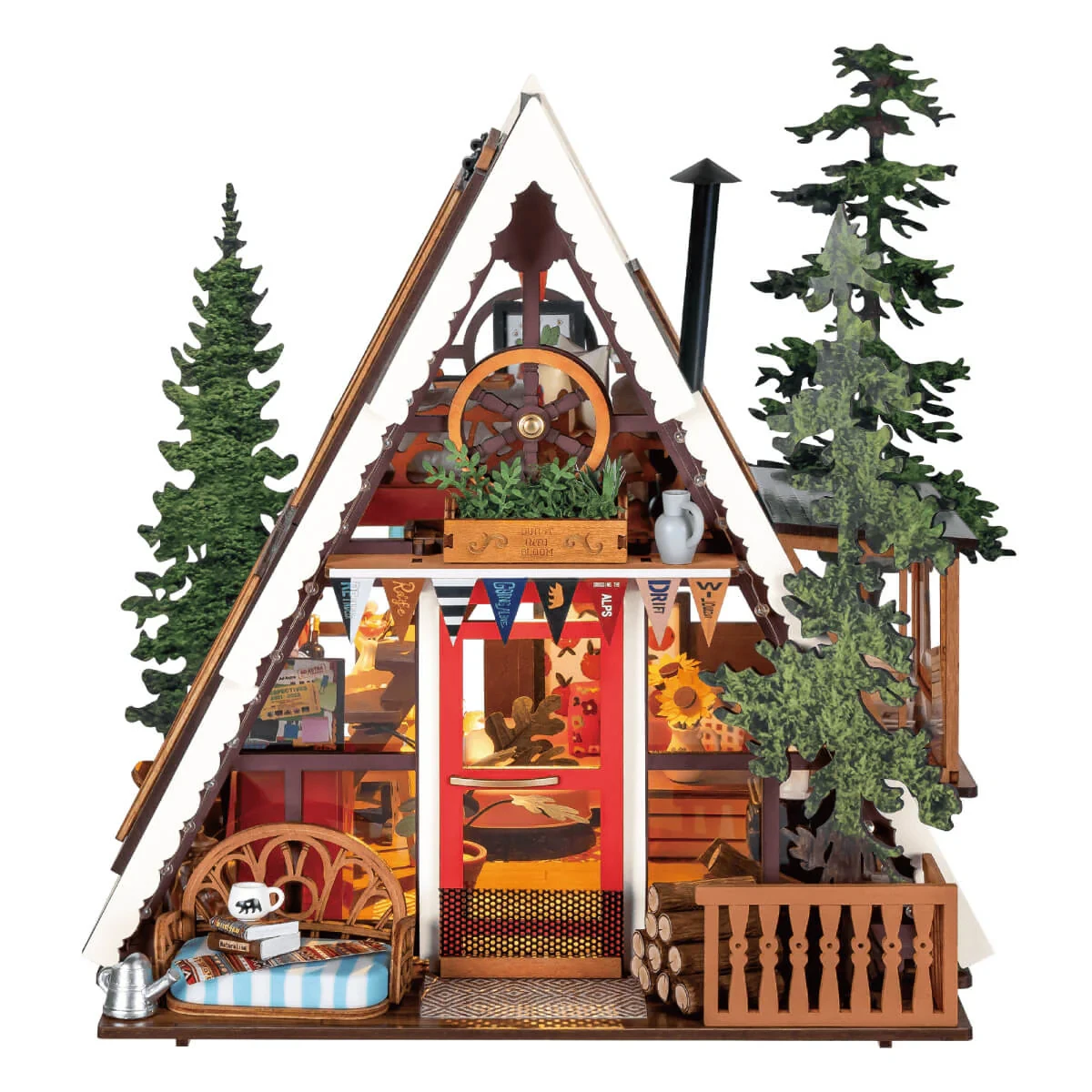 A-Frame Cabin DIY Miniature House 3D Wooden Puzzle Architectural Desk Decor Unique Christmas Gift for Adults - Image 6