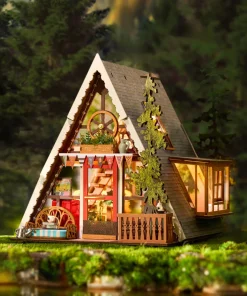 A-Frame Cabin DIY Miniature House 3D Wooden Puzzle Architectural Desk Decor Unique Christmas Gift for Adults