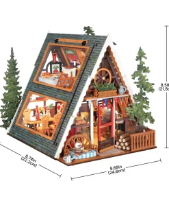 Alternative view of A-Frame Cabin DIY Miniature House 3D Wooden Puzzle Architectural Desk Decor Unique Christmas Gift for Adults