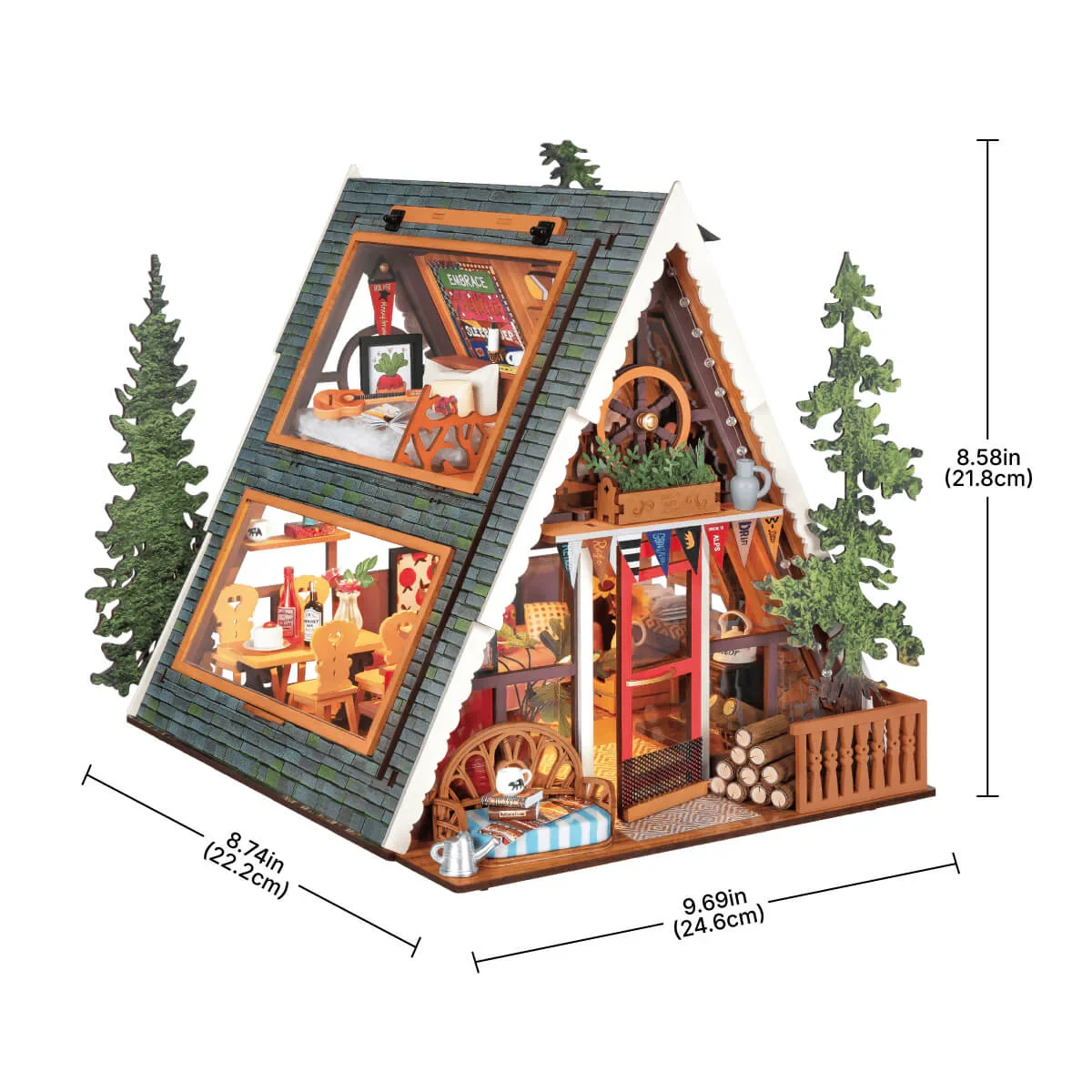 A-Frame Cabin DIY Miniature House 3D Wooden Puzzle Architectural Desk Decor Unique Christmas Gift for Adults - Image 2