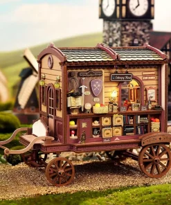 Entropy'S Flow Wooden Diy Casa Dollhouse Miniature Model Kits Magic Carriage Cabin Doll Houses With Furniture For Friends Gifts