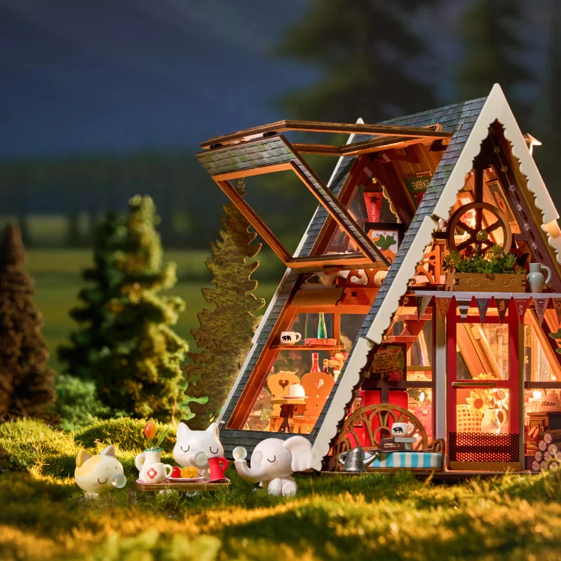 A-Frame Cabin DIY Miniature House 3D Wooden Puzzle Architectural Desk Decor Unique Christmas Gift for Adults - Image 4