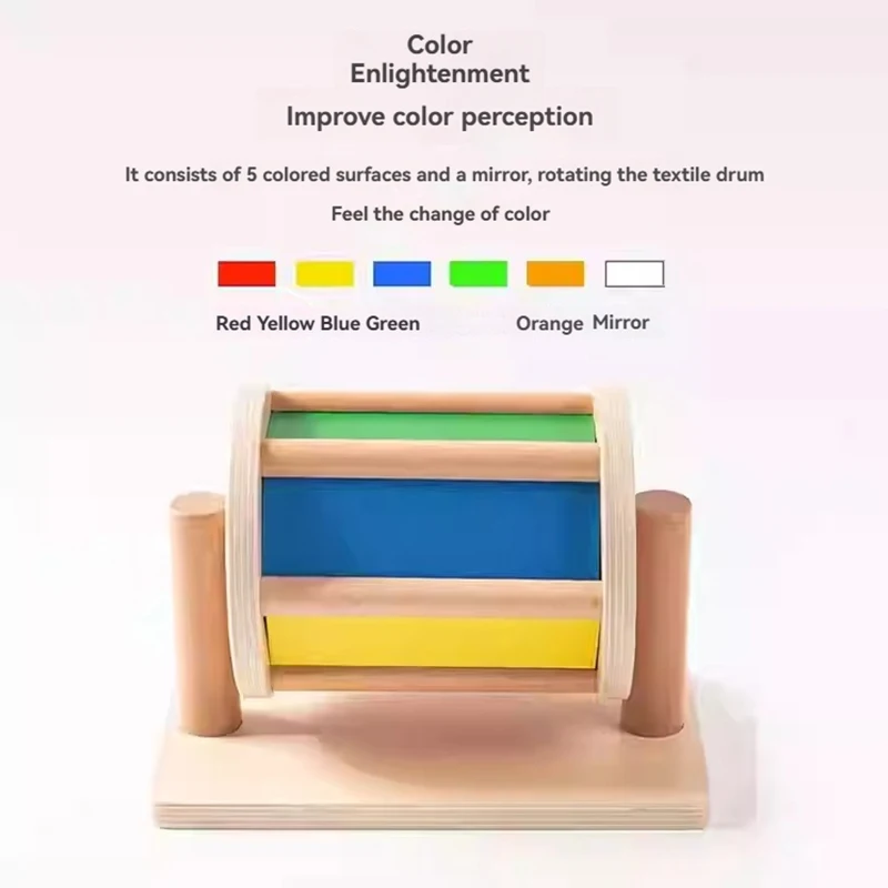 Montessori Teaching Aids, Spning Drum Rotating Rainbow, Baby Intelligence, Baby Children's Toys, Early Education Montessori Toy - Image 5