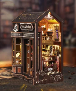 Alternative view of DIY Wooden Book Nook Magic Coffee Shop Figurines Miniatures Bookend Handmade Bookshelf Friends Birthday Gifts Home Decor Crafts