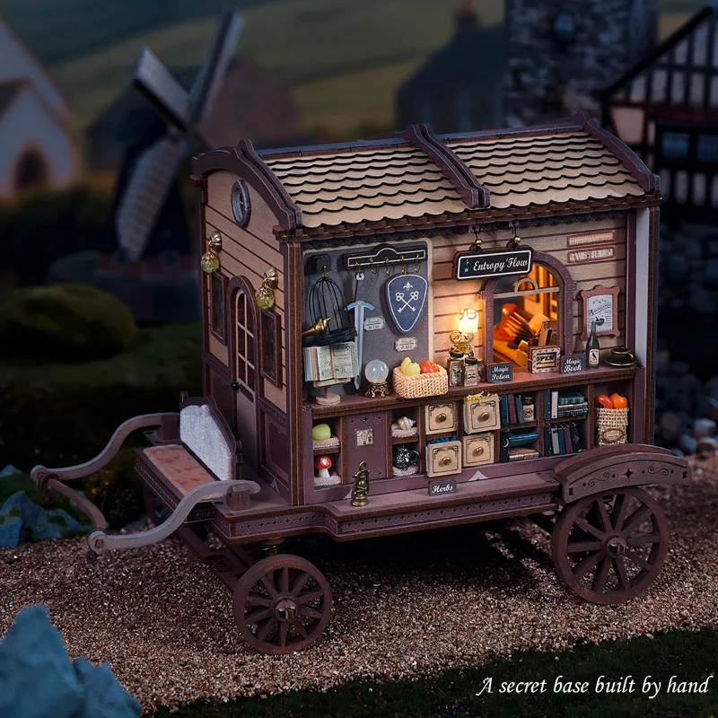 Entropy'S Flow Wooden Diy Casa Dollhouse Miniature Model Kits Magic Carriage Cabin Doll Houses With Furniture For Friends Gifts - Image 6