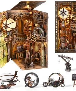Book Nook Kit Airship Model 3D Wooden Puzzle DIY Home Decoration For Bookshelf Miniature Insert Magic Book House Stand Bookshelf