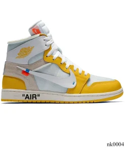 OW x AJ 1 High OG Canary Shoes Sneakers - nk0004117