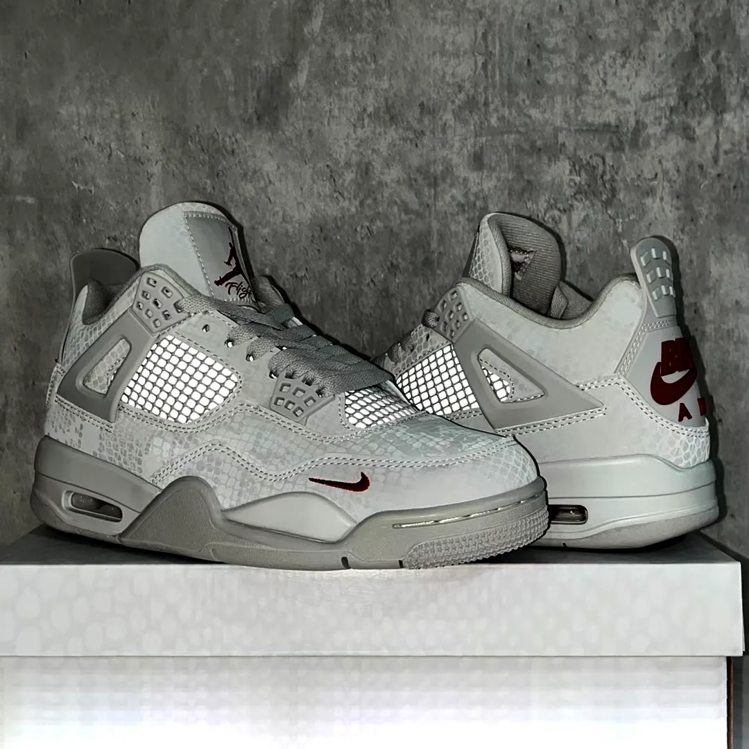 Nigel Sylvester x AJ 4 White Grey Mamba Shoes Sneakers - nk0004677 - Image 3