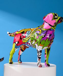Alternative view of Labrador Retriever Graffiti Painted Statue