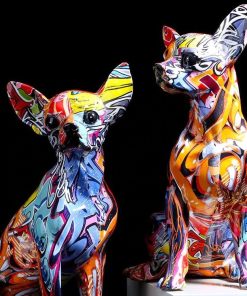 Alternative view of Chihuahua Graffiti Painted Statue