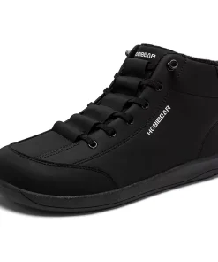 Faux Fur Lined Ankle Shoes Zero-Drop Artificial Leather Sneakers